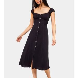 Bonjour Midi Dress ASTR The Label XS Peasant Elastic Back Panel button front